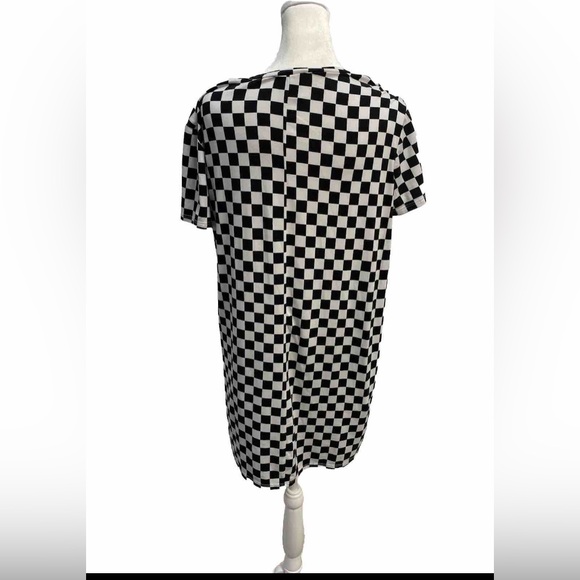 Forever 21 Black White Checkerboard Print Mini T-Shirt Dress-Size M - Picture 11 of 17